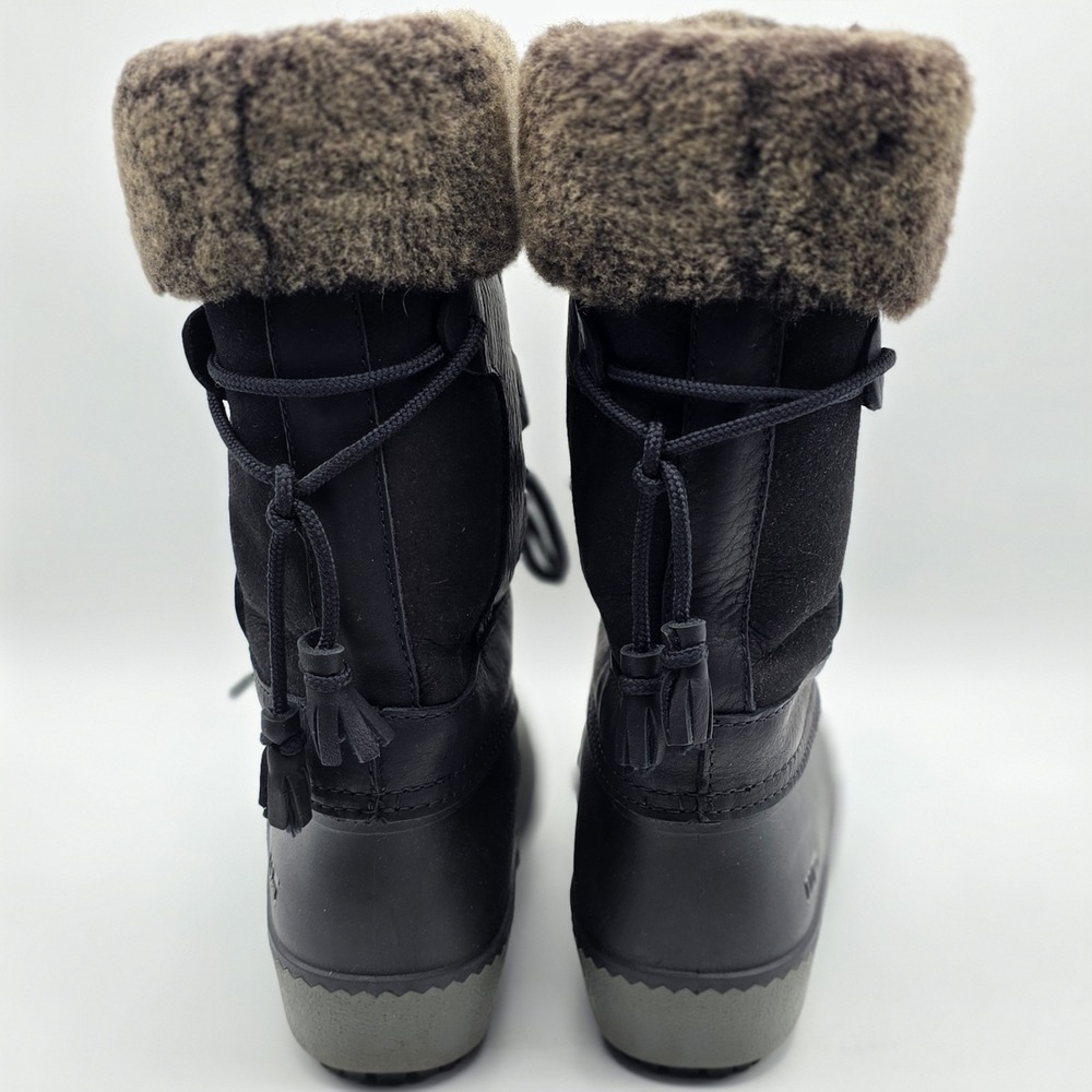L.L.Bean Winter Snow Boots Women 8 Black Faux Fur Insulated Tassle WORN ONCE - Picture 6 of 10